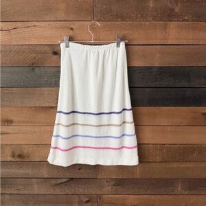 Vintage Lightweight Semi-Sheer White Knit Striped Skirt